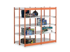 Discount PROREGAL Fachbodenregal Stecksystem Vierkant-Profil Grundregal HxBxT 200 x 102,5 x 80 cm 2x5 Ebenen Doppelseitige Bauart Fachlast 200 kg Orange