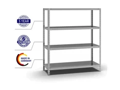 PROREGAL Fachbodenregal Schraubsystem Heavy-Duty Grundregal HxBxT 150 x 130 x 50 cm 4 Ebenen Fachlast 350 kg Beidseitig Nutzbar