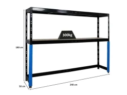 Outlet PROREGAL Garagenregal HERCULES Platzsparend Unterfahrbar HxBxT 180x240x50cm 2 Lagerebenen Fachlast 300kg Schwarz Lagerregal Schwerlastregal