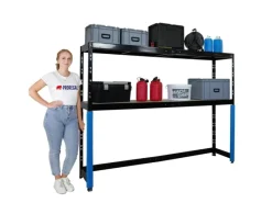 Outlet PROREGAL Garagenregal HERCULES Platzsparend Unterfahrbar HxBxT 180x240x50cm 2 Lagerebenen Fachlast 300kg Schwarz Lagerregal Schwerlastregal