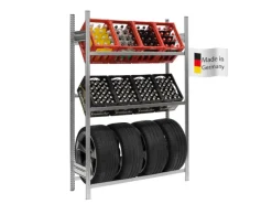 PROREGAL Getränkekisten- & Reifenregal Chiemsee Tire Made in Germany HxBxT 200 x 136 x 43,5 cm 6 Kisten auf 2 Ebenen & 4 Reifen Verzinkt
