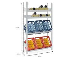 New PROREGAL Getränkekisten- & Weinregal Chiemsee Vino HxBxT 175 x 106 x 33,5 cm 6 Kisten auf 2 Ebenen & 38 Flaschen auf 2 Ebenen Lichtgrau