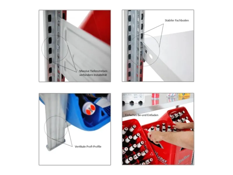 PROREGAL Getränkekisten- & Weinregal Chiemsee Vino HxBxT 175 x 81 x 33,5 cm 4 Kisten auf 2 Ebenen & 13 Flaschen auf 1 Ebene & Board Lichtgrau