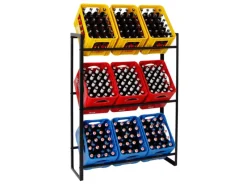 PROREGAL Getränkekistenregal Getränkeregal Königssee XL HxBxT 137 x 105 x 32 cm 9 Kästen Schwarz