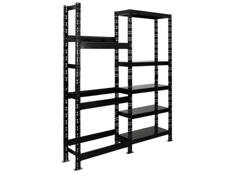 PROREGAL Getränkekistenregal Gaardasee HxBxT 180 x 160 x 30 cm 6 Kisten & 5 Boards Schwarz Freistehend Kistenständer Getränkeregal