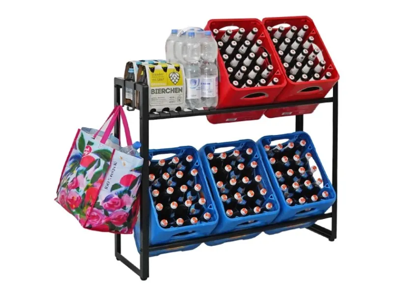 PROREGAL Getränkekistenregal KÖNIGSSEE PLUS inkl. 2 Haken & 6 Auflageträger HxBxT 84 x 104 x 33 cm Für 6 Kisten