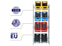 Sale PROREGAL Getränkekistenregal Getränkeregal High Big Camel HxBxT 200 x 80 x 30 cm Grau