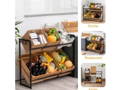 PROREGAL Getränkekistenregal Baldeneysee Inkl. 2 Haken & 2 Auflageträger HxBxT 82x104x32cm Höhenverstellbare Füße 2 Ebenen Schwarz