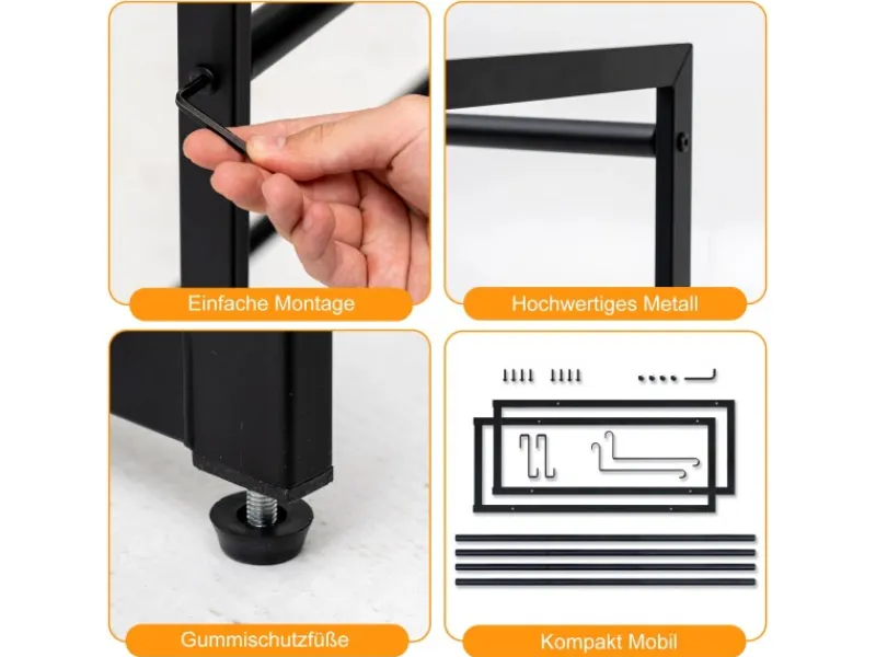 PROREGAL Getränkekistenregal Baldeneysee Inkl. 2 Haken & 2 Auflageträger HxBxT 82x104x32cm Höhenverstellbare Füße 2 Ebenen Schwarz