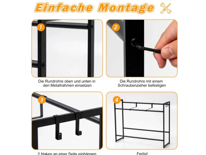 PROREGAL Getränkekistenregal Baldeneysee Inkl. 2 Haken & 2 Auflageträger HxBxT 82x104x32cm Höhenverstellbare Füße 2 Ebenen Schwarz