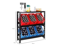 Sale PROREGAL Getränkekistenregal Getränkeregal Tegernsee XL HxBxT 110 x 110 x 30 cm 6 Kästen + Board Schwarz