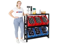 Sale PROREGAL Getränkekistenregal Getränkeregal Tegernsee XL HxBxT 110 x 110 x 30 cm 6 Kästen + Board Schwarz