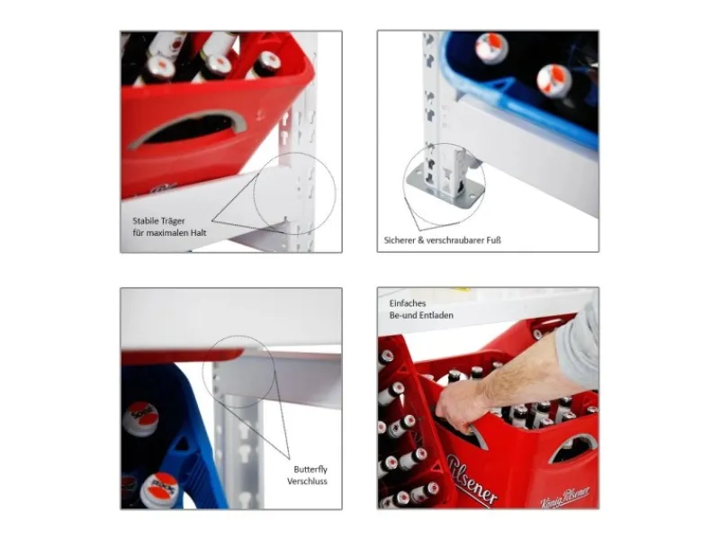 PROREGAL Getränkekistenregal Getränkeregal Tegernsee HxBxT 160 x 80 x 30 cm 6 Kästen