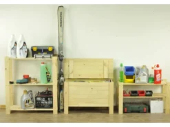 Discount PROREGAL Holzregal Pinepeak HxBxT 50 x 170 x 28 cm 2 Fachboden 1,2 cm Dickes Kiefernholz Grau