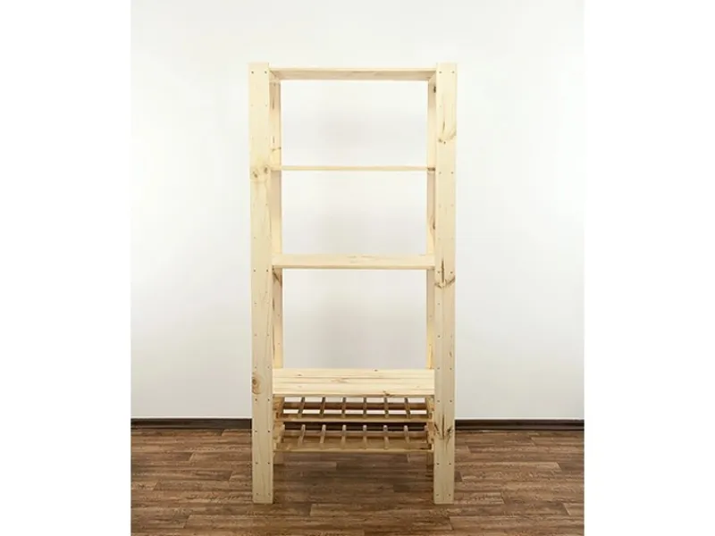 PROREGAL Holzregal Woodland HxBxT 166 x 80 x 50 cm Fachlast 120 kg 4 Fachboden & 2 Flaschenebenen Kiefernholz Natur