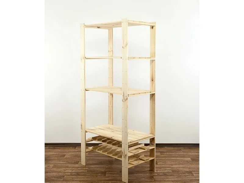 PROREGAL Holzregal Woodland HxBxT 166 x 80 x 50 cm Fachlast 120 kg 4 Fachboden & 2 Flaschenebenen Kiefernholz Natur