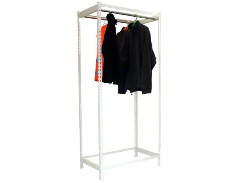PROREGAL Kleiderstangenregal Metal Einzel HxBxT 200 x 90 x 50 cm Weiß Kleiderständer Garderobe Klamottenregal Stangenregal Regal