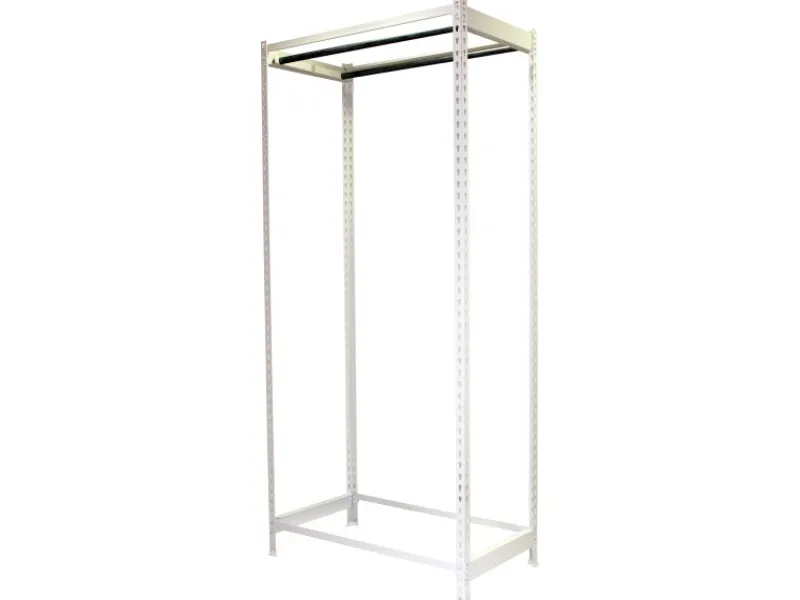 PROREGAL Kleiderstangenregal Metal Einzel HxBxT 200 x 90 x 50 cm Weiß Kleiderständer Garderobe Klamottenregal Stangenregal Regal