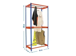 Sale PROREGAL Kleiderstangenregal Metal Doppel HxBxT 200 x 90 x 75 cm Blau/Orange Kleiderständer Garderobe Klamottenregal Stangenregal Regal