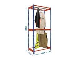 Sale PROREGAL Kleiderstangenregal Metal Doppel HxBxT 250 x 90 x 75 cm Blau/Orange Kleiderständer Garderobe Klamottenregal Stangenregal Regal