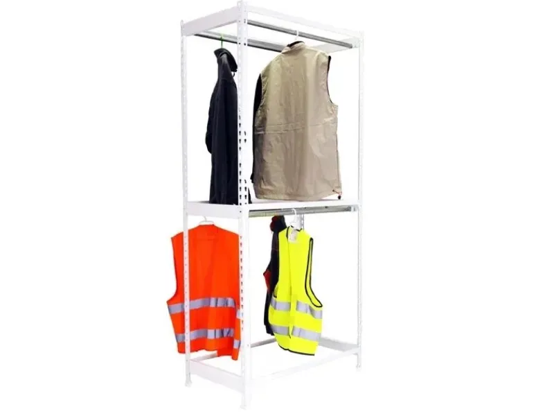 PROREGAL Kleiderstangenregal Metal Doppel HxBxT 200 x 90 x 75 cm Weiß Kleiderständer Garderobe Klamottenregal Stangenregal Regal