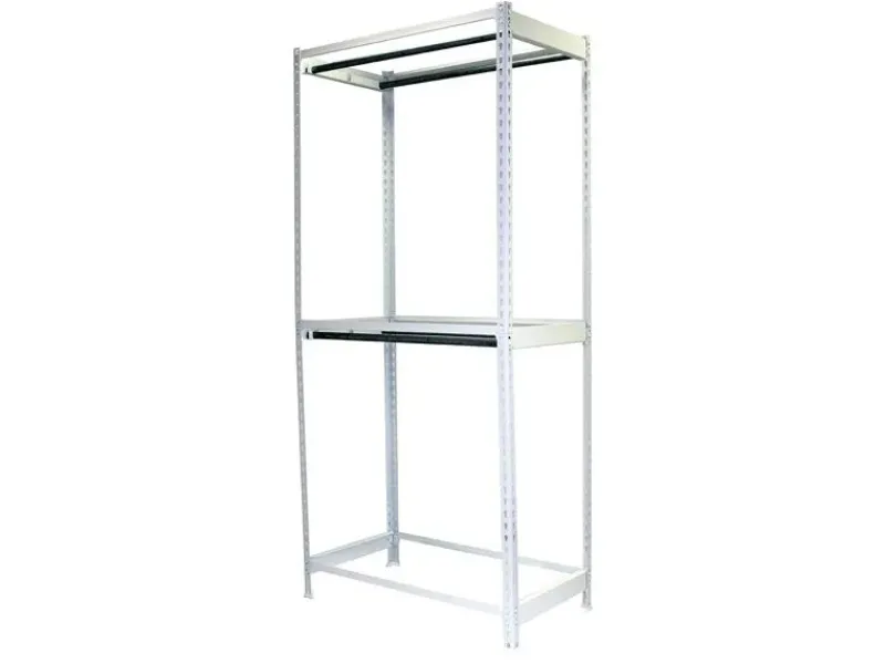 PROREGAL Kleiderstangenregal Metal Doppel HxBxT 200 x 90 x 75 cm Weiß Kleiderständer Garderobe Klamottenregal Stangenregal Regal