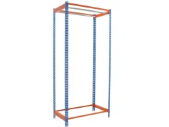 PROREGAL Kleiderstangenregal Metal Einzel HxBxT 200 x 120 x 50 cm Blau/Orange Kleiderständer Garderobe Klamottenregal Stangenregal Regal