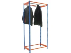 PROREGAL Kleiderstangenregal Metal Einzel HxBxT 200 x 90 x 50 cm Blau/Orange Kleiderständer Garderobe Klamottenregal Stangenregal Regal