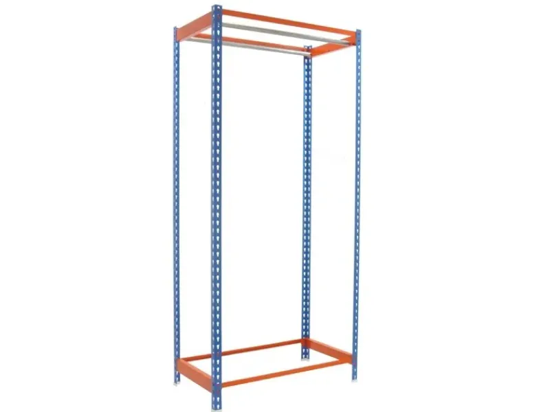 PROREGAL Kleiderstangenregal Metal Einzel HxBxT 200 x 90 x 50 cm Blau/Orange Kleiderständer Garderobe Klamottenregal Stangenregal Regal