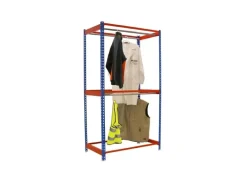 PROREGAL Kleiderstangenregal Metal Doppel HxBxT 300 x 90 x 75 cm Blau/Orange Kleiderständer Garderobe Klamottenregal Stangenregal Regal