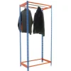 Clearance PROREGAL Kleiderstangenregal Metal Einzel HxBxT 250 x 120 x 50 cm Blau/Orange Kleiderständer Garderobe Klamottenregal Stangenregal Regal