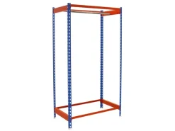 PROREGAL Kleiderstangenregal Metal Einzel HxBxT 150 x 120 x 50 cm Blau/Orange Kleiderständer Garderobe Klamottenregal Stangenregal Regal