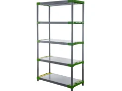 PROREGAL Kunststoffregal Grey Bear Tall HxBxT 180 x 110 x 46 cm Fachlast 120 kg Grau/Grün