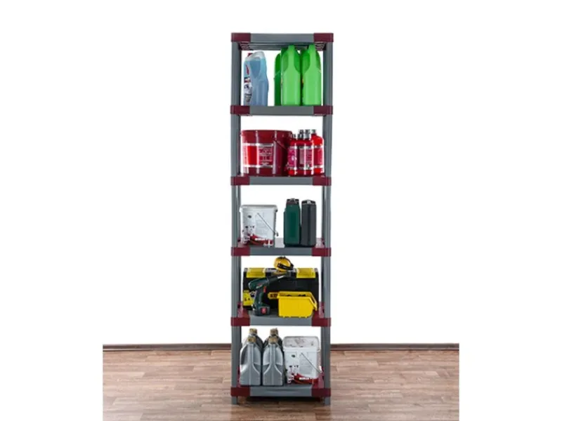 Clearance PROREGAL Kunststoffregal Big Grey Bear Extra-Tall HxBxT 220 x 70 x 46 cm Fachlast 160 kg Grau/Rot Grau-Rot