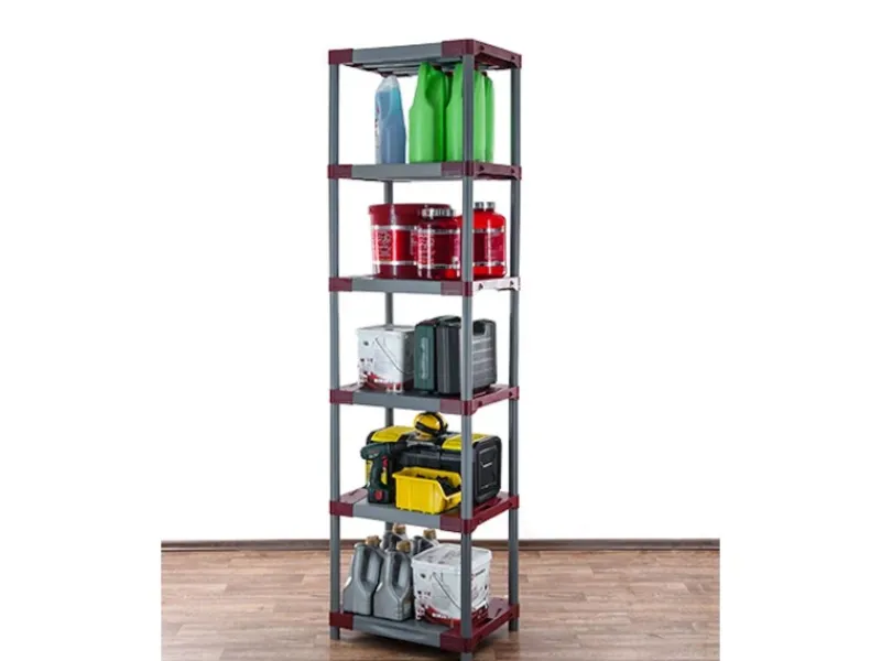 Clearance PROREGAL Kunststoffregal Big Grey Bear Extra-Tall HxBxT 220 x 70 x 46 cm Fachlast 160 kg Grau/Rot Grau-Rot