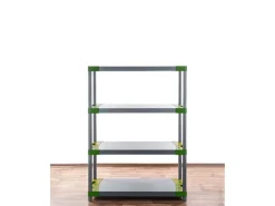 PROREGAL Kunststoffregal Grey Bear Low HxBxT 138 x 90 x 46 cm Fachlast 120 kg Grau/Grün Grau-Grün