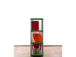 PROREGAL Kunststoffregal Grey Bear Low HxBxT 138 x 90 x 46 cm Fachlast 120 kg Grau/Grün Grau-Grün