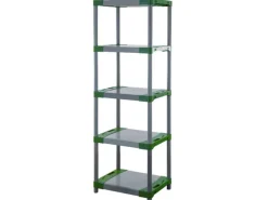 Outlet PROREGAL Kunststoffregal Grey Bear Tall HxBxT 180 x 70 x 46 cm Fachlast 120 kg Grau/Grün Grau-Grün