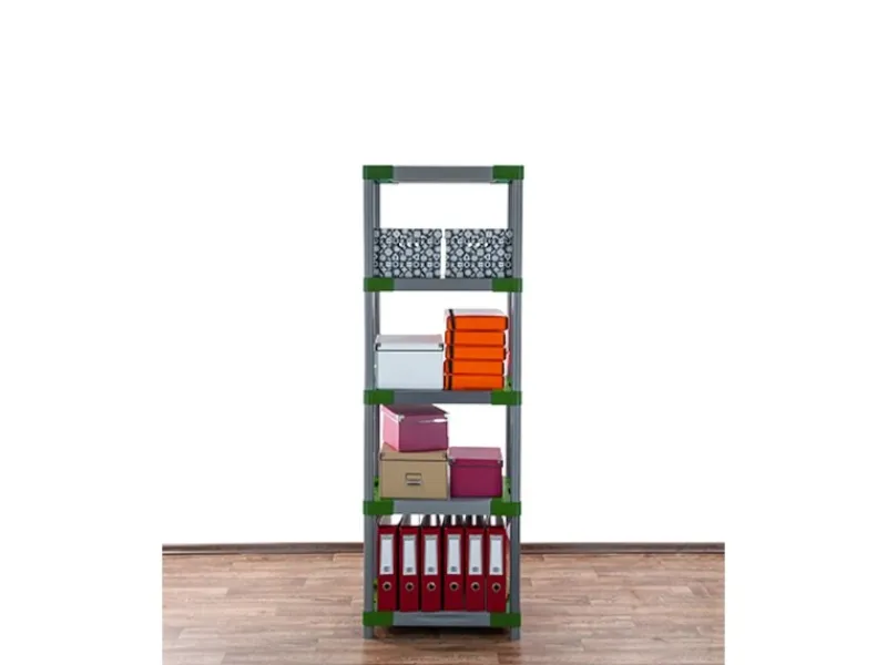 Outlet PROREGAL Kunststoffregal Grey Bear Tall HxBxT 180 x 70 x 46 cm Fachlast 120 kg Grau/Grün Grau-Grün