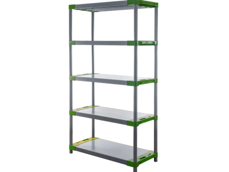 PROREGAL Kunststoffregal Big Grey Bear Tall HxBxT 180 x 100 x 46 cm Fachlast 160 kg Grau/Grün