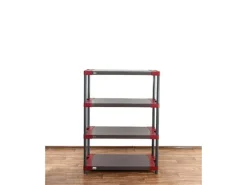 Outlet PROREGAL Kunststoffregal Grey Bear Low HxBxT 138 x 120 x 46 cm Fachlast 120 kg Grau/Rot Grau-Rot