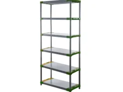 PROREGAL Kunststoffregal Grey Bear Extra-Tall HxBxT 220 x 90 x 46 cm Fachlast 120 kg Grau/Grün