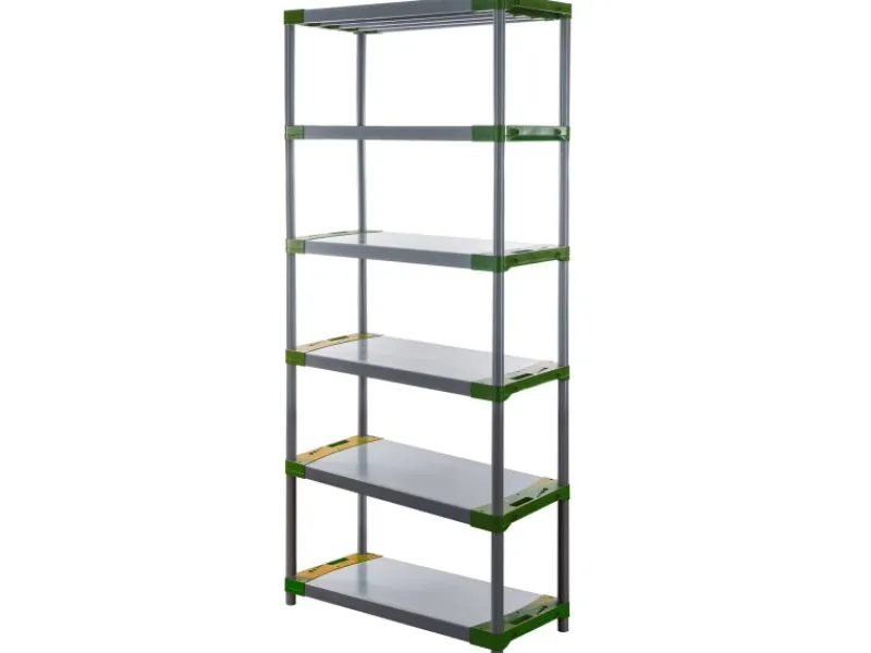 PROREGAL Kunststoffregal Grey Bear Extra-Tall HxBxT 220 x 90 x 46 cm Fachlast 120 kg Grau/Grün