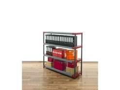 Sale PROREGAL Kunststoffregal Big Grey Bear Low HxBxT 138 x 150 x 46 cm Fachlast 120 kg Grau/Rot Grau-Rot