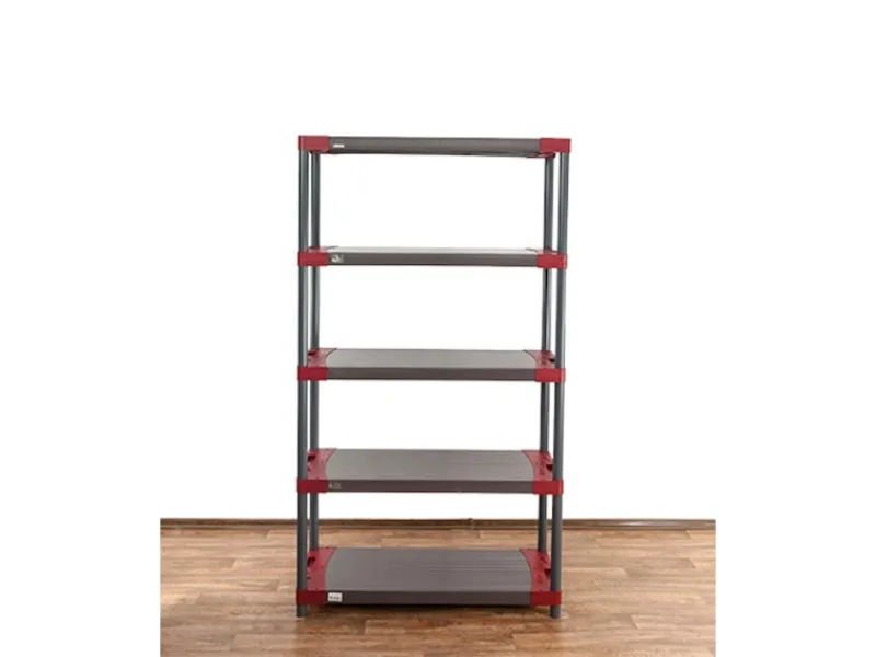 Clearance PROREGAL Kunststoffregal Grey Bear Tall HxBxT 180 x 110 x 46 cm Fachlast 120 kg Grau/Rot Grau-Rot