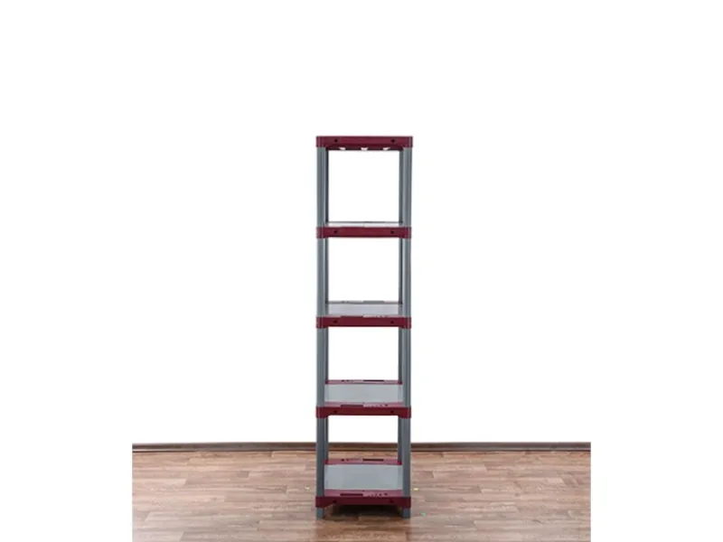 PROREGAL Kunststoffregal Grey Bear Tall HxBxT 180 x 70 x 46 cm Fachlast 120 kg Grau/Rot