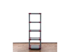 PROREGAL Kunststoffregal Grey Bear Tall HxBxT 180 x 70 x 46 cm Fachlast 120 kg Grau/Rot