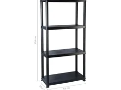 PROREGAL Kunststoffregal Panther Tall HxBxT 135x60x30cm Fachlast 20kg Pro Ebene Schwarz