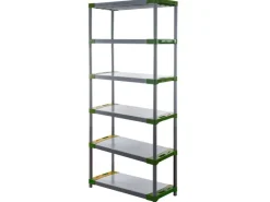 PROREGAL Kunststoffregal Grey Bear Extra-Tall HxBxT 220 x 100 x 46 cm Fachlast 120 kg Grau/Grün