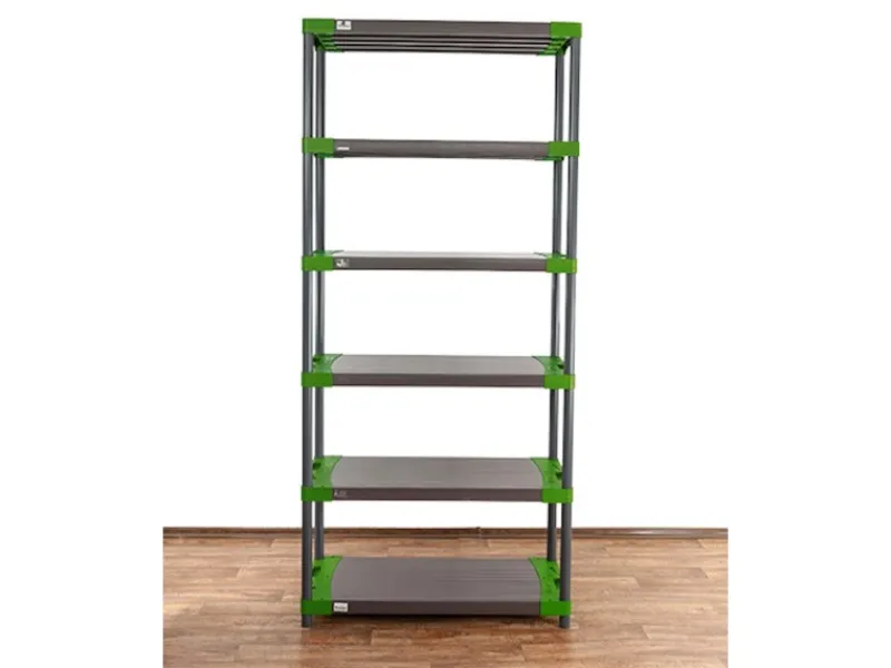 PROREGAL Kunststoffregal Grey Bear Extra-Tall HxBxT 220 x 100 x 46 cm Fachlast 120 kg Grau/Grün